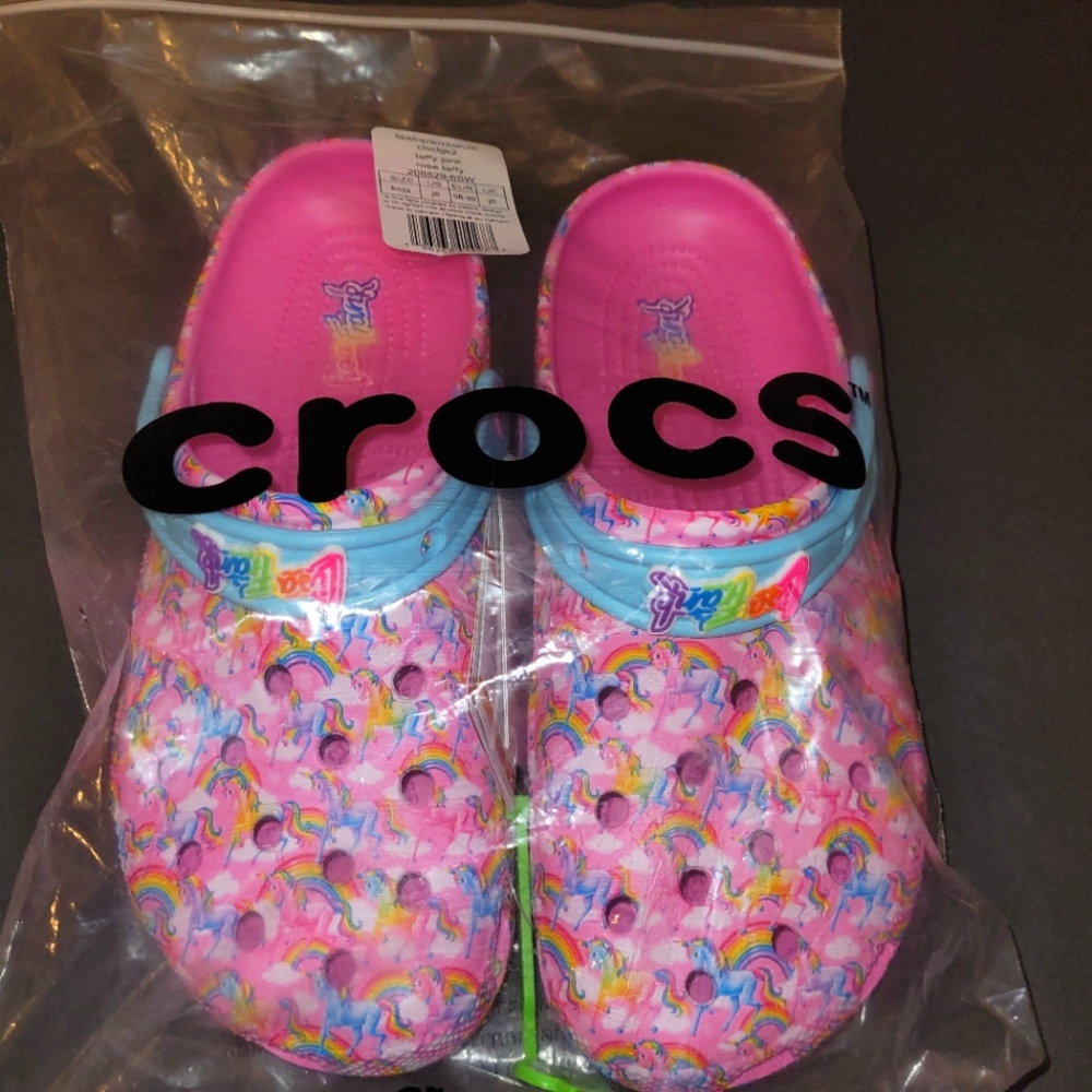 New Big Kids' Crocs x Lisa Frank Classic Clog Shoes size J6